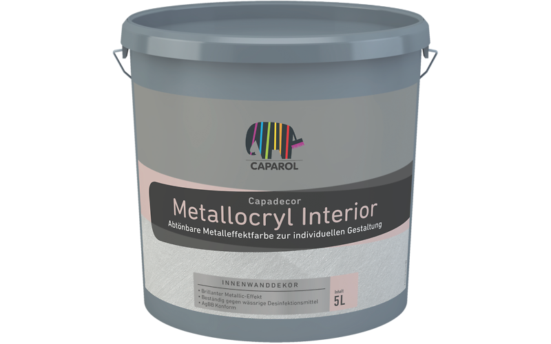 Краска с металлическим эффектом для внутренних работ Capadecor Metallocryl Interior 5 л.