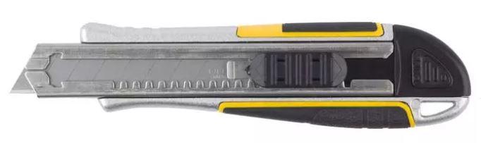 Нож STAYER "PROFI" обрезиненная рукоятка Super Grip,метал. корпус,автостоп,допфиксатор,кассета на 6 - фото 1 - id-p154887204