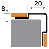 Профиль угловой ПКр 8-20НС сатин из нержавеющей стали 2,7м, фото 2