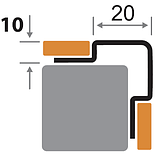 Профиль угловой ПКр 10-20НСП полированный из нержавеющей стали 2,7м, фото 2
