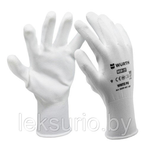Перчатки WHITE PU защитные трикотажные покрыты полиуретаном - фото 1 - id-p156448134