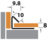 Профиль для плитки H=8 мм внутренний ПК 18-8НСП полированный из нержавеющей стали 2,7м, фото 2