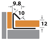 Профиль для плитки H=12 мм внутренний ПК 18-12НСП полированный из нержавеющей стали 2,7м, фото 2