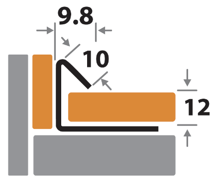 Профиль для плитки H=12 мм внутренний ПК 18-12НСП полированный из нержавеющей стали 2,7м - фото 2 - id-p156454989