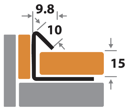 Профиль для плитки H=15 мм внутренний ПК 18-15НСП полированный из нержавеющей стали 2,7м - фото 2 - id-p156455139