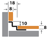Профиль для плитки H=8 мм внутренний ПК 6-8НСП полированный из нержавеющей стали 2,7м, фото 2