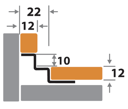 Профиль для плитки H=12 мм внутренний ПК 6-12НСП полированный из нержавеющей стали 2,7м - фото 2 - id-p156456937