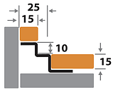 Профиль для плитки H=15 мм внутренний ПК 6-15НСП полированный из нержавеющей стали 2,7м, фото 2