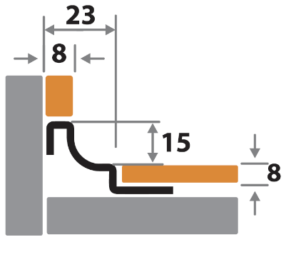 Профиль для плитки H=8 мм внутренний ПК 61-8НСП полированный из нержавеющей стали 2,7м - фото 2 - id-p156457617