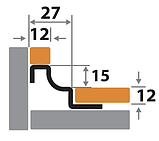Профиль для плитки H=12 мм внутренний ПК 61-12НСП полированный из нержавеющей стали 2,7м, фото 2