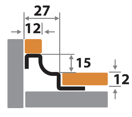Профиль для плитки H=12 мм внутренний ПК 61-12НСП полированный из нержавеющей стали 2,7м - фото 2 - id-p156458141