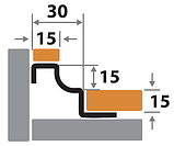Профиль для плитки H=15 мм внутренний ПК 61-15НСП полированный из нержавеющей стали 2,7м, фото 2