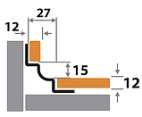 Профиль для плитки H=12 мм внутренний ПК 66-12НСП полированный из нержавеющей стали 2,7м, фото 2