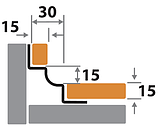 Профиль для плитки H=15 мм внутренний ПК 66-15НС сатин из нержавеющей стали 2,7м, фото 2
