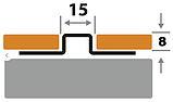 Профиль разделительный, Н=8мм ПП 15-8НСП полированный из нержавеющей стали 2,7м, фото 2