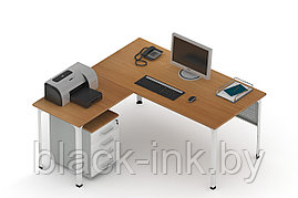 Стол офисный ДиКом П1 с Приставкой и Экраном (ширина 1600)
