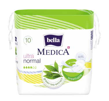 Гигиенические прокладки с экстрактом зеленого чая Bella Medica Ultra Normal, 10 шт - фото 1 - id-p156509232