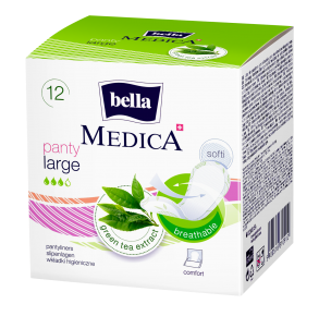 Гигиенические прокладки с экстрактом зеленого чая Bella Medica Panty Large, 12 шт - фото 1 - id-p156509233