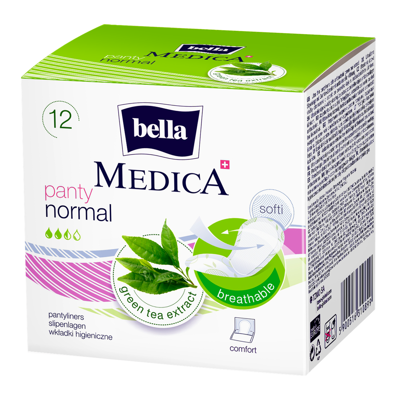 Гигиенические прокладки с экстрактом зеленого чая Bella Medica Panty Normal, 12 шт - фото 1 - id-p156509234