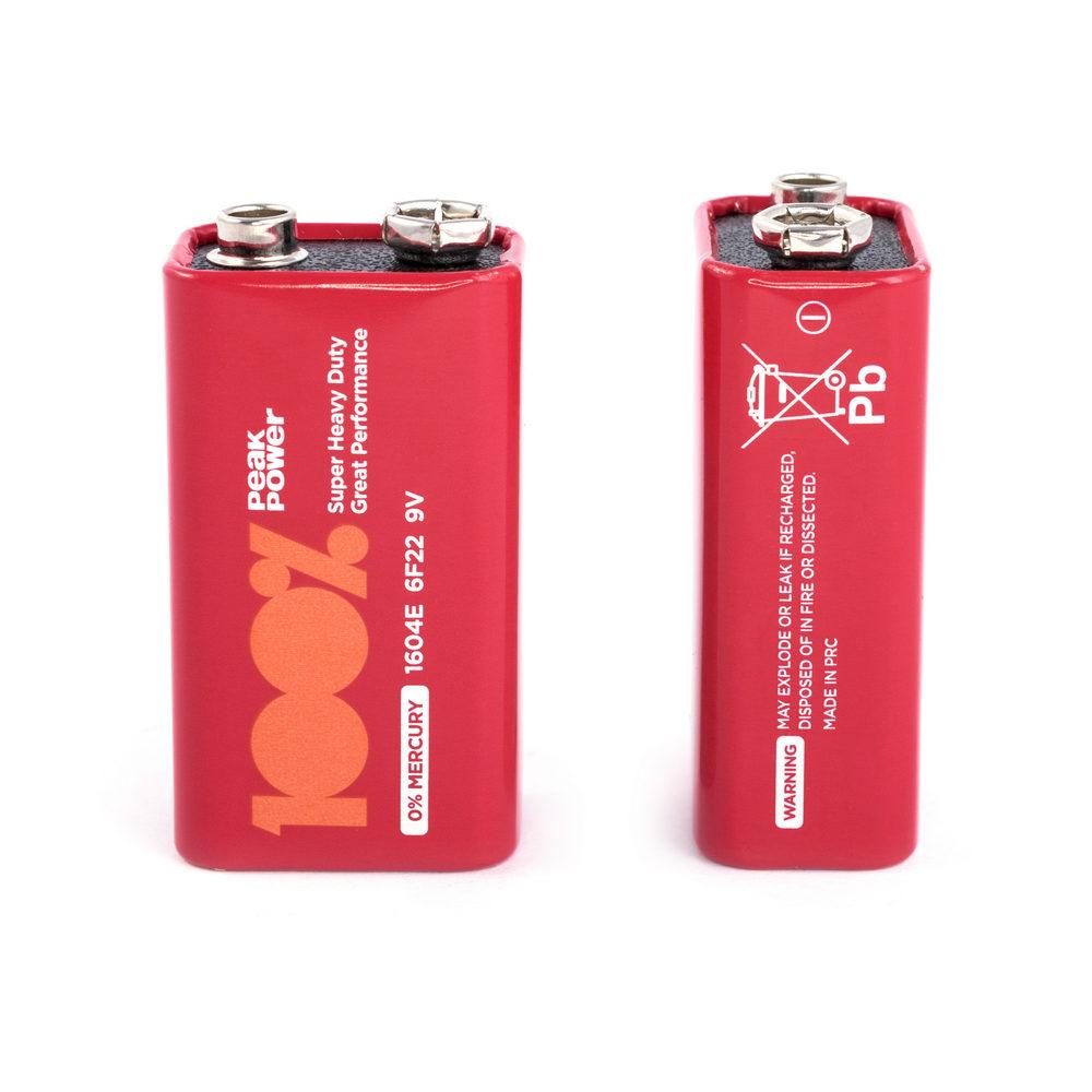 Солевая батарейка  PeakPower 6F22/PP1604E-2S1, 1 шт
