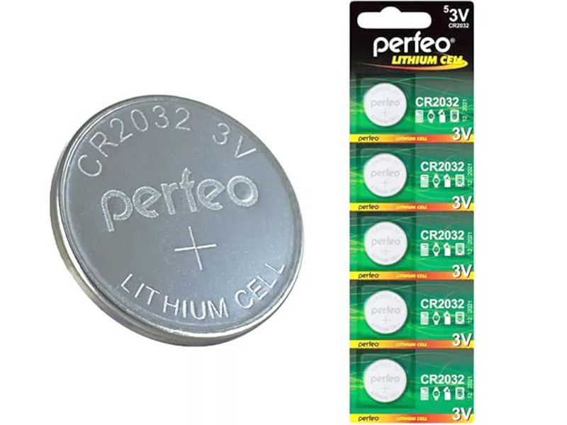 Литиевая батарейка Perfeo Lithium CR2032 5BP