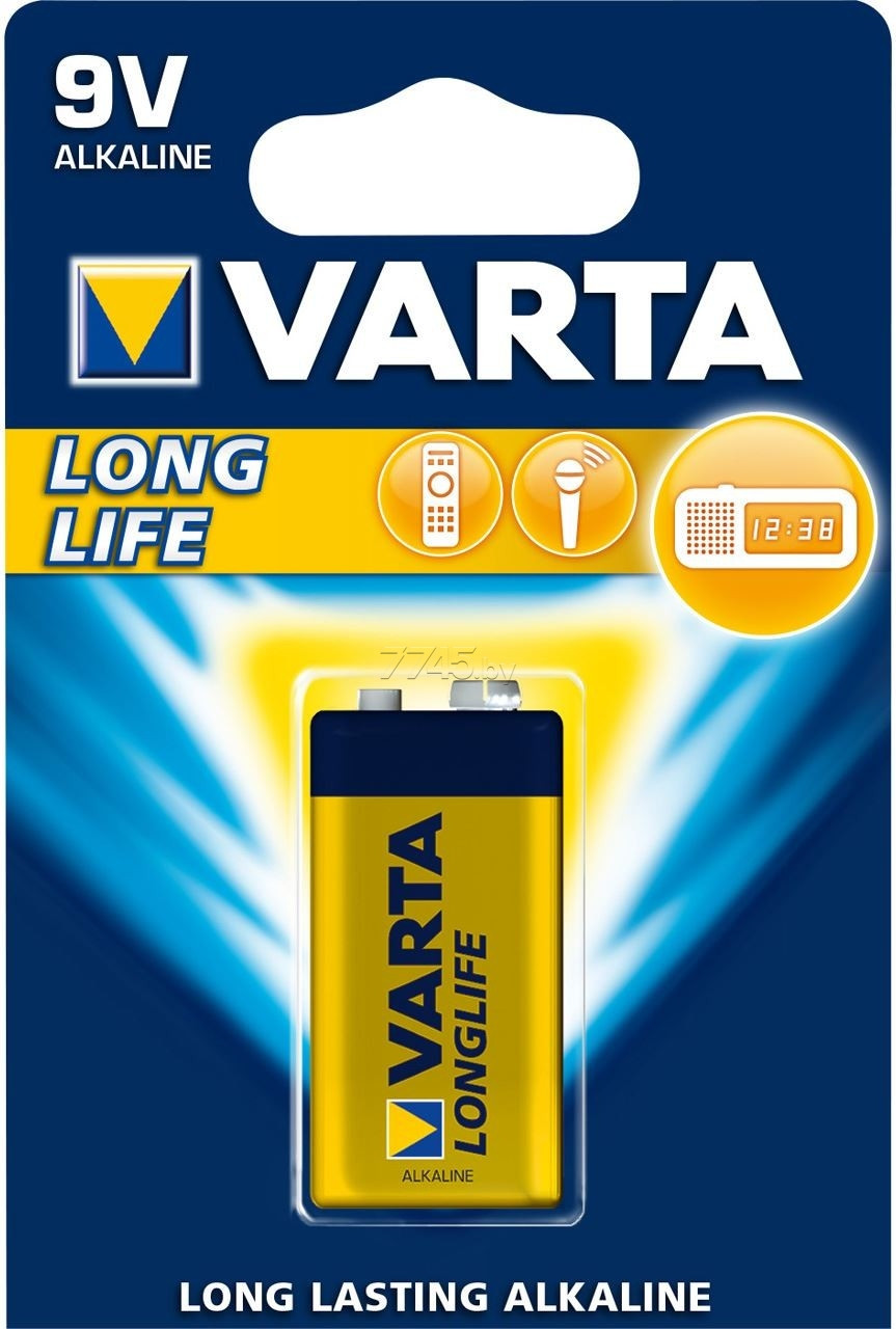Щелочная батарейка VARTA Longlife 9V (крона), 1 шт