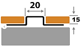 Профиль разделительный, Н=15мм ПП 20-15НСП полированный из нержавеющей стали 2,7м, фото 2