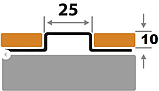Профиль разделительный, Н=10мм ПП 25-10НСП полированный из нержавеющей стали 2,7м, фото 2