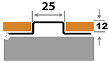 Профиль разделительный, Н=12мм ПП 25-12НСП полированный из нержавеющей стали 2,7м, фото 2