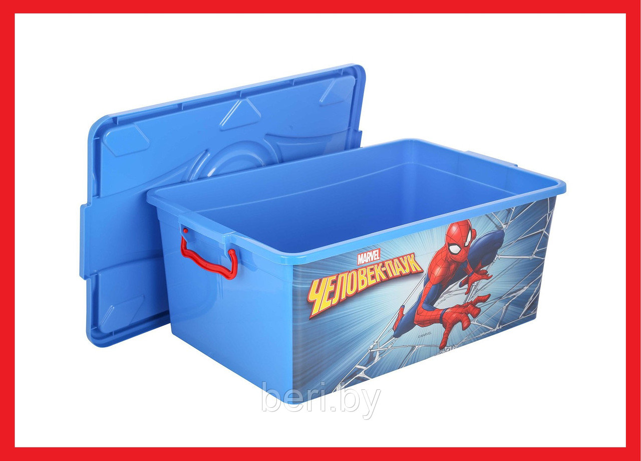 М7381 Ящик для игрушек, контейнер Человек-паук, с крышкой 40 л, Альтернатива, Россия