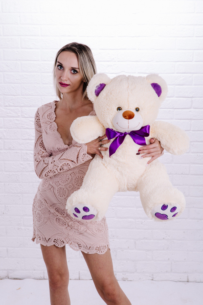 Мишка плюшевый 90см topBear 0906 молочный
