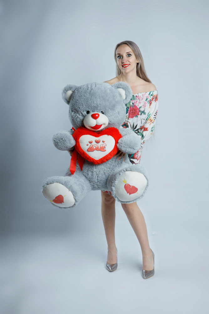 Мишка плюшевый 135см topBear 1407 серый