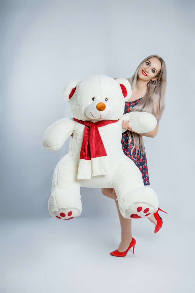 Мишка плюшевый 160см topBear 1603 молочный