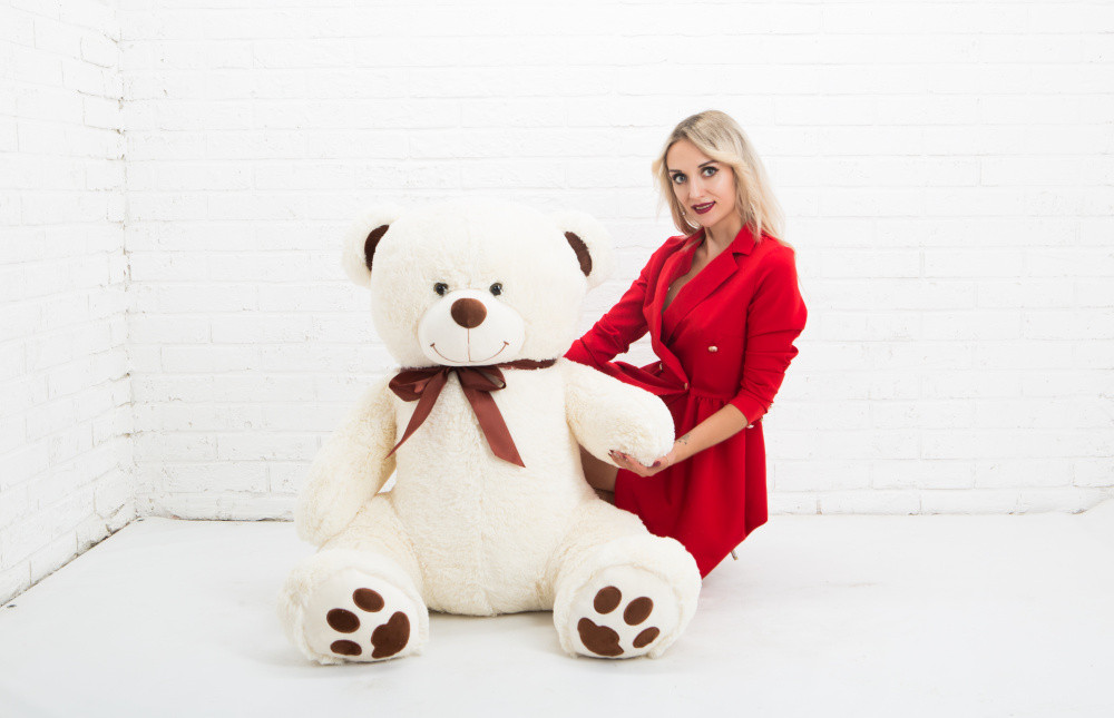 Мишка плюшевый 160см topBear 1604 молочный