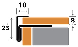 Профиль угловой 10х23 для ступеней под плитку 8мм ПУ 13-8НСП полированный из нержавеющей стали 2,7м, фото 2