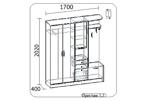 Шкаф в прихожую Престиж 1.7 комбо Феникс-мебель - фото 2 - id-p156567171