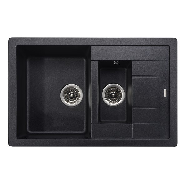 Мойка гранитная для кухни KAISER 780x500x190 Black Pearl двойная, KG2M-7850-BP