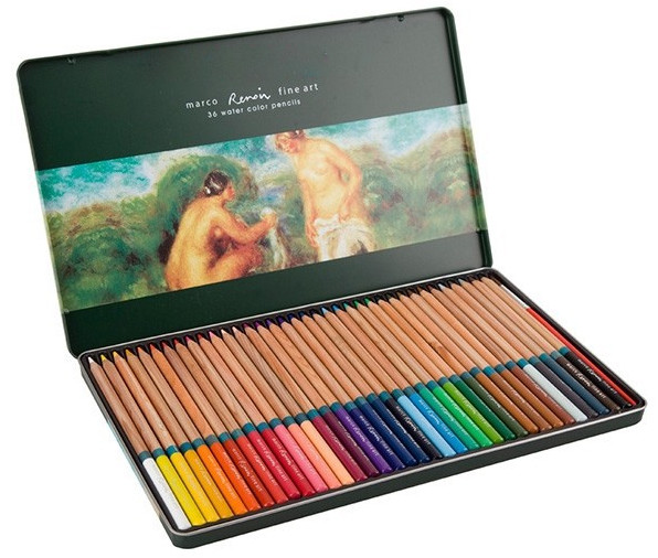 Набор цветных акварельных карандашей Marco «RENOIR FINE ART», 36 цветов, в металлическом пенале