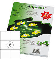 Этикетки самоклеящиеся Rillprint, 105*99мм, 6 шт./лист, 100 листов А4