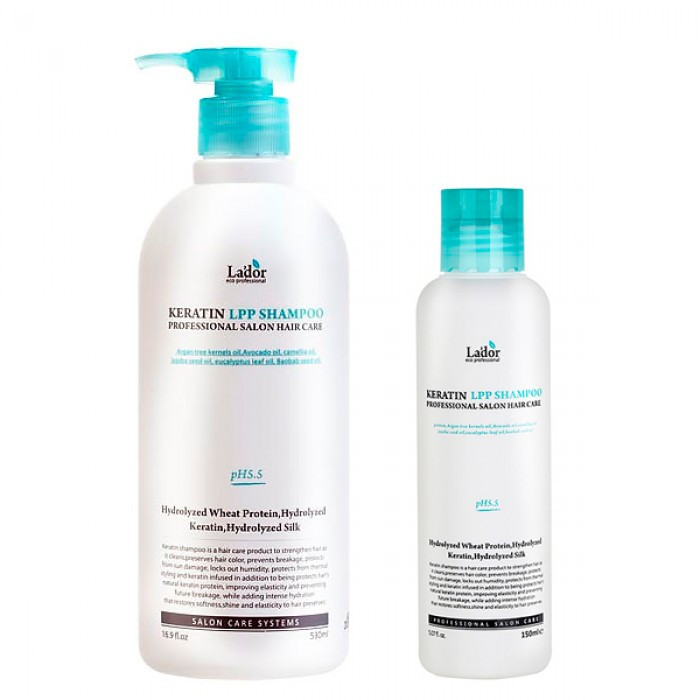Безщелочной шампунь Lador с кератином Keratin Shampoo LPP 150 мл - 530 мл