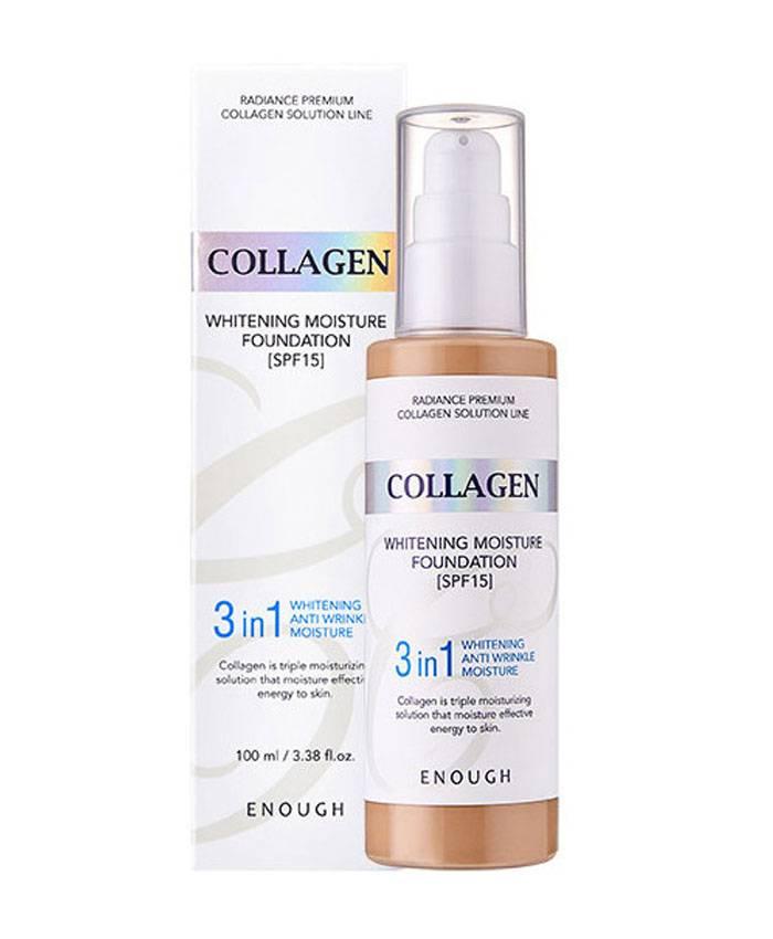 Тональная основа Enough Collagen 3 in 1 Whitening Foundaion SPF15 21 тон 100 мл