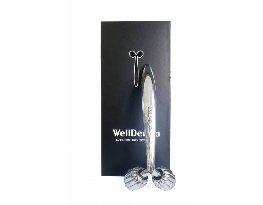 Роликовый массажёр для лица WellDerma Face Lifting Dark Silver Roller