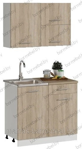 Набор шкафов на кухню серый/дуб сонома 1 метр - фото 3 - id-p156629052
