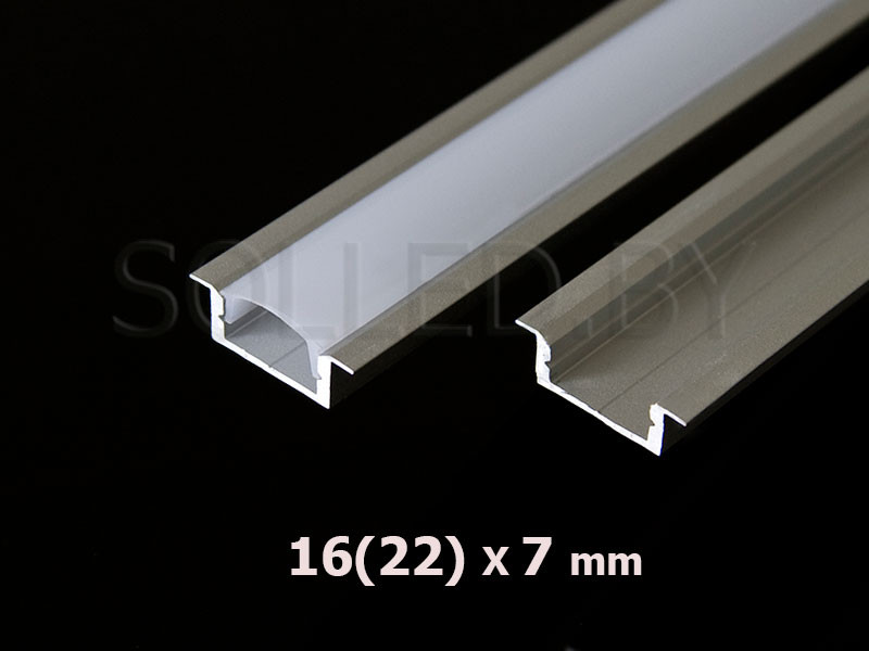 Алюминиевый профиль встраиваемый с экраном 16(22)х7 для LED ленты ALP-40