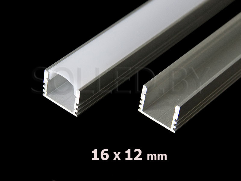 Алюминиевый профиль накладной с экраном 16х12 для LED ленты - фото 1 - id-p11679139