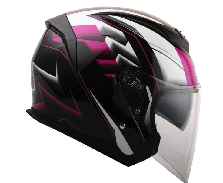 Шлем мото 1STORM HJK526 открытый с очками розовый M - фото 1 - id-p156729156