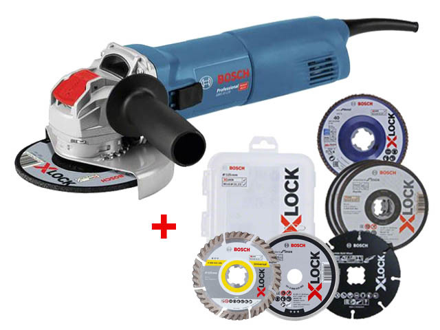 Одноручная углошлифмашина BOSCH GWX 14-125 в кор. + АКЦИЯ (3 круга) (1400 Вт, диск 125х22 мм, система X-LOCK.