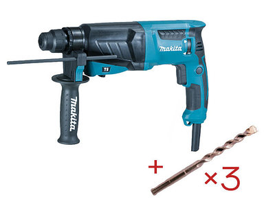 Перфоратор MAKITA HR 2630 в чем. + АКЦИЯ (3 бура SDS-Plus 6,8,10 DIAGER в подарок) (800 Вт, 2.4 Дж, 3 реж.,