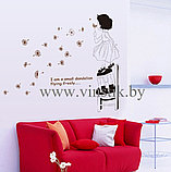Наклейка на стену для девочек «Девочка с одуванчиком на стульчике», фото 3