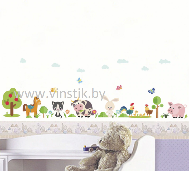 Наклейка на стену для детского сада «Домашние животные» - фото 3 - id-p156733600